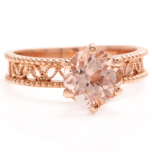 1.70Cts Natural Morganite 14k Solid Rose Gold Ring